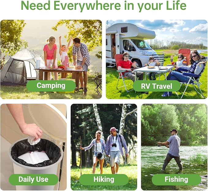 Portable Toilet Replacement Bags, 50 Count, 8 Gallon Capacity, Compostable, Leak-Proof, Durable, Versatile, and Compatible
