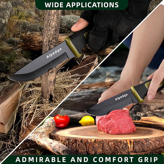 Professional Tactical Knife with 360° Rotating Belt Sheath | Premium German DIN 1.4116 Steel Blade with Non-Stick Coating | Heavy-Duty Fixed Blade for Survival, Camping, Hunting