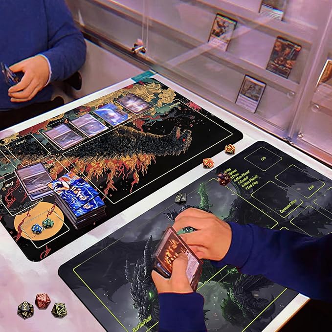 MTG DND Play Mat Game Mat - 3MM Thick High-Density Non-Slip Surface, Stitched Reinforced Edges for Magic playmats, DND Tabletop RPG, TCG Card Games (Monster)