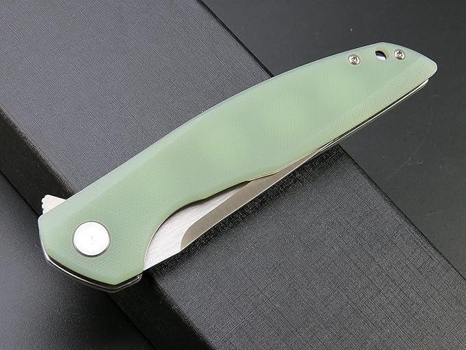 Eafengrow EF231 Folding Knife D2 Steel Blade G10 Handle Scales EDC Tool Knives for Working Outdoor Camping Hiking Fishing(jade)