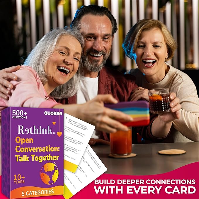 QUOKKA Conversation Cards Game - Universal Edition| 500 Questions | Original Version | Share Thoughts - Fun Talking Board Game for Family Night