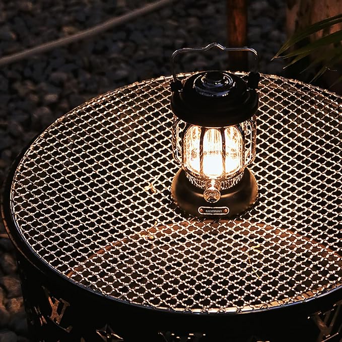 Camping Lantern Lights LED Lamp Type C Rechargeable, Emergency Light 8-130h Runtime for Power Outages, Outdoors Camping Lantern (Black)