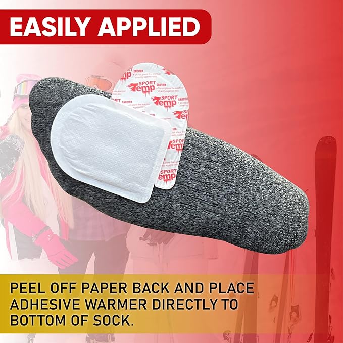 Toe Warmers - Up to 10 Hours of Heat, Easily Apply with Adhesive - Ultra Thin, Easy, All Natural - Air Activated, Odorless Hot Toe Warmers - Sport Temp