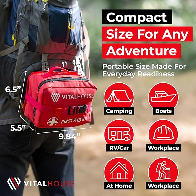 346 Piece First Aid Kit Survival - Professional Waterproof Trauma Medical Kit for Emergency, Ideal for Home, Office, Car, Travel, Outdoor, Camping, Hiking - Portable Emergency Supplies Bag
