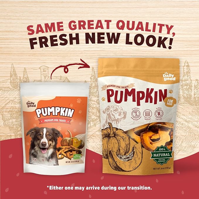 Pumpkin Chips for Dogs – 100% Natural Single Ingredient Dog Treats – Crunchy & Crispy – Easy to Digest, Hypoallergenic, Grain-Free – Healthy Snack for All Breeds – 6 oz