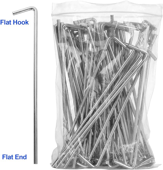 100 Pack Tent Stakes 6-3/4?�Galvanized Steel Metal Tent Stakes Pegs, Garden Stakes Edging Fence Hooks Pegs for Camping, Shelters, Tarp, Canopies, Christmas Decoration Stakes