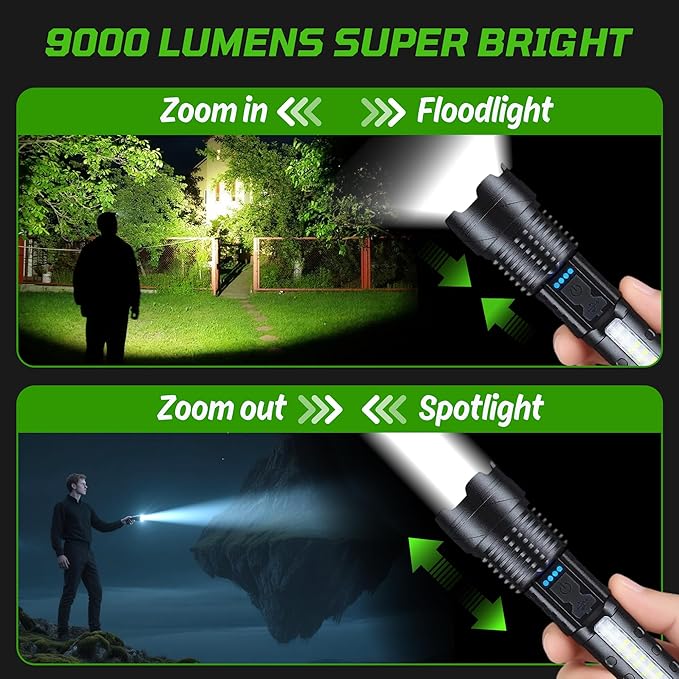 4Pack Rechargeable Flashlights, 7Mode Flashlights High Lumens, Super Bright LED Flashlight, Adjustable Tactical Flash Light, High Powered Flash Light, Handheld Flashlight for Home Emergency Camping