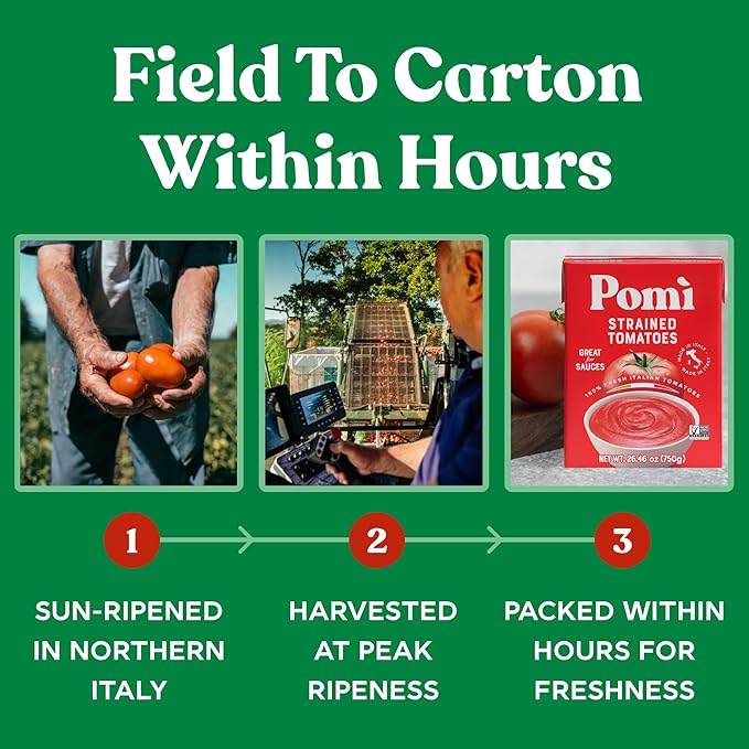 Pomì Strained Tomatoes 26.46oz (Pack of 12) - Creamy, Velvety Tomato Puree, No Additives or Preservatives - Made in Italy with 100% Fresh Italian Tomatoes - BPA-Free, Gluten-Free