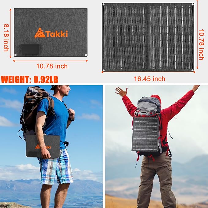 Takki 120W Peak Solar Generator Portable Power Station with 21W Panels, 88Wh Solar Charger Power Bank AC DC USB Ports for Camping Tent Laptop Outdoor Emergency Home Use
