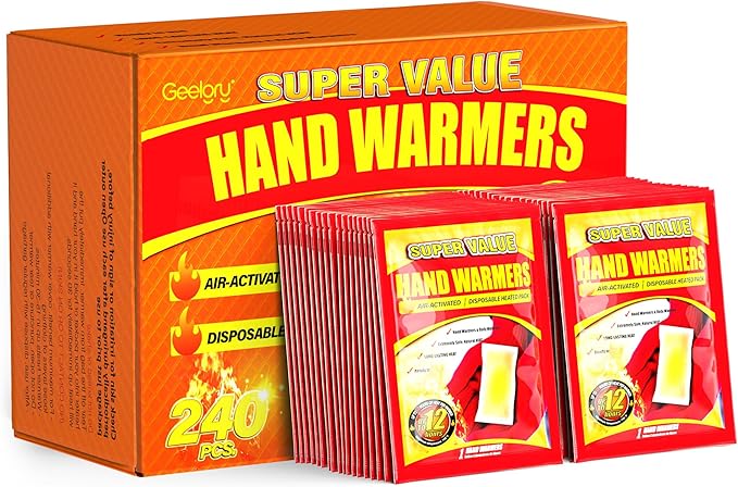 Hand Warmers Disposable 500/375/240/125/90/55/30 Pcs, Long-Lasting Up to 12 Hours for Warm Body, Safe Portable Hand Warmers for Camping, Fishing, Winter for Women Men Mom Dad