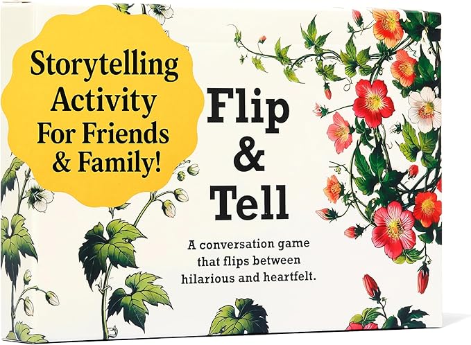 Flip & Tell - Conversation & Storytelling Activity for Friends & Family That Flips Between Hilarious and Heartfelt - Ideal for 4-6 Players - 200+ Prompts