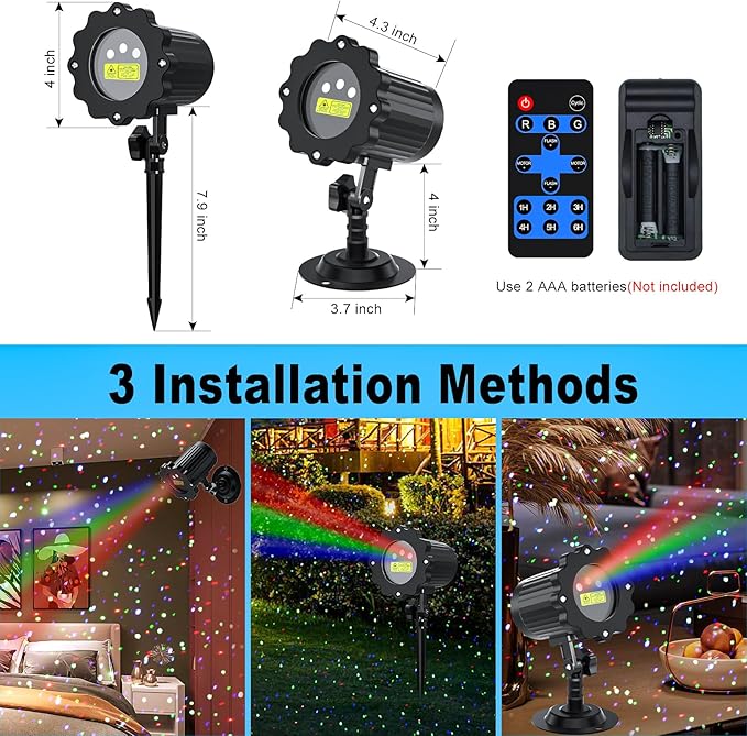 Christmas Projector Lights Outdoor, Garden Light Projector with Timer, Firefly Lights, IP65 Waterproof, Holiday Decoration for Halloween, Christmas, Home, Party, Garden Decor