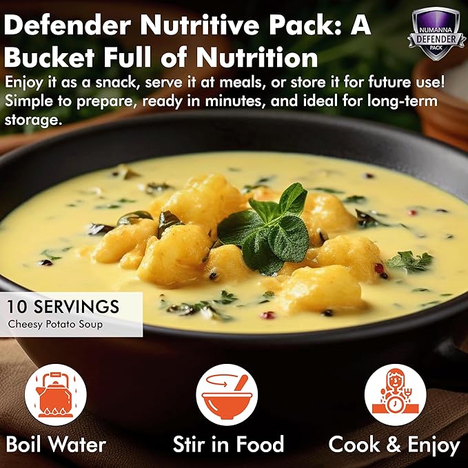 Numanna Defender Nutritive Pack Bucket 1224 Servings | 6-Months Emergency Food Supply | GMO-Free, Non-Perishable Meals with Organic Grains & Superfoods | Easy to Prepare | Camping & Daily Use