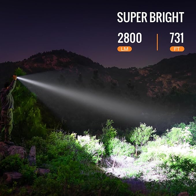 Sofirn SC28 Pocket Flashlight 2800 High Lumens, Rechargeable Tactical Falshlight Waterproof with Tail Switch & Two User Interfaces, Powerful LED Flash Light for EDC, Emergency, Camping, Outdoors