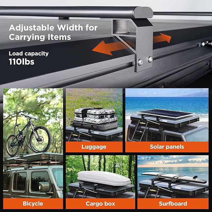 BAMACAR Naturnest Rooftop Tent Hard Shell 2-3 Person Nature Nest Roof Top Tent Hardshell For Jeep SUV Van Pickup Truck Vehicle Trailer Car Camping Hard Top Claim Shell Overland Car Roof Rack Top Tents