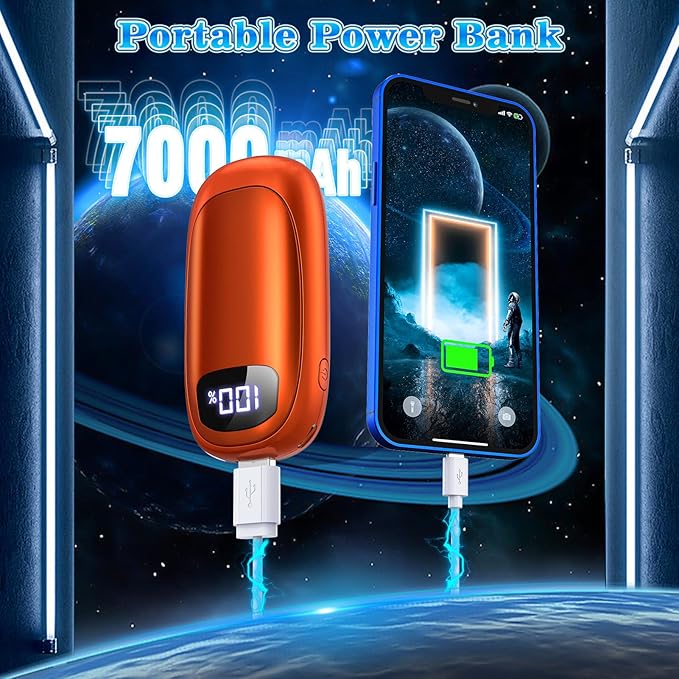 Hand Warmers Rechargeable 2 Pack, Electric Dual-Sided Heating with LED Display & Flashlight, Max 127?? 13Hrs Long Lasting Pocket Heater for Raynauds, Golf, Hunting Essentials, Gifts for Men Women