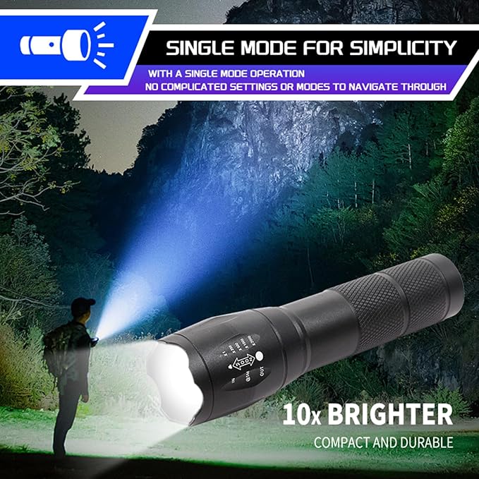 6 Pack LED Rechargeable Flashlight, Super Bright Small Mini Camping Flashlights Zoomable Beam, Convenient USB C Charging for Camping Hiking Outdoor Home Emergency