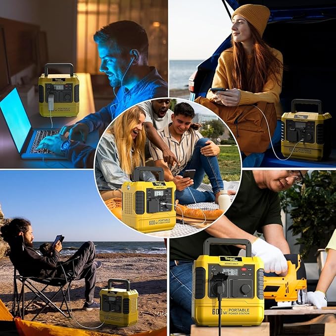 Togo POWER Portable Power Station ADVANCE600-560Wh LiFePO4 Battery 600W AC Outlet (Peak 1200W) - 0-80% in 60 Mins - Power Backup Outdoor Solar Generator for Camping, RV Trip, Outage