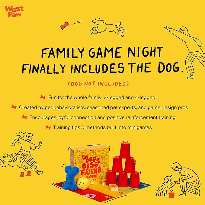 WEST PAW Dog's Best Friend Game??- Fun Family Game for Kids & Adults - Board, Challenge, & Dog Training Tip Cards Encourage Connection & Positive Reinforcement - Fun Games That Include Your Dog