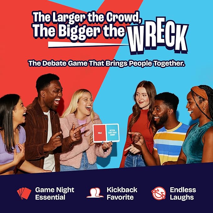 WRECKoncilable Differences ??Party Game for Adults 17+ | Debate Card Games for Game Night, Kickbacks & Parties | Rock Paper Scissors Adult Game | 2-25+ Players