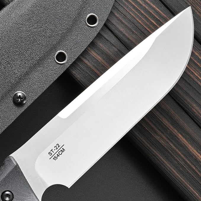 Sitivien ST22 Fixed Blade Knife 154CM Stainless Steel Blade Micarta Handle Full Tang EDC Tool Straight Knife for Working Camping Survival(Silver)