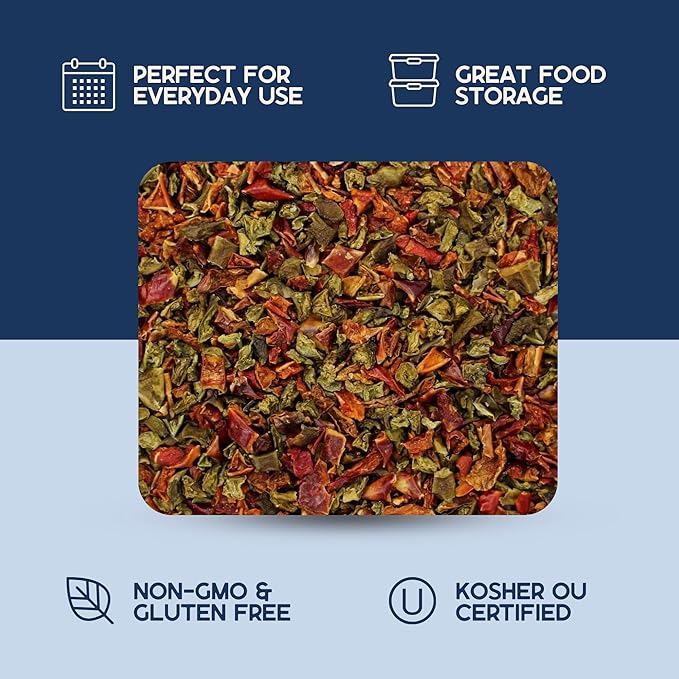 Harmony House Dried Mixed Bell Peppers, Diced ??Dehydrated Vegetables for Cooking, Camping, Emergency Supply and More