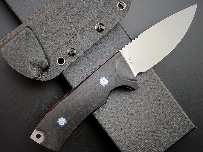 Eafengrow EF133 Fixed Blade Knife, DC53 Steel Blade,Two Tone G10 Handle Full Tang Compact Tough EDC Straight Knifes for Outdoor Working Camping Hiking(Black)