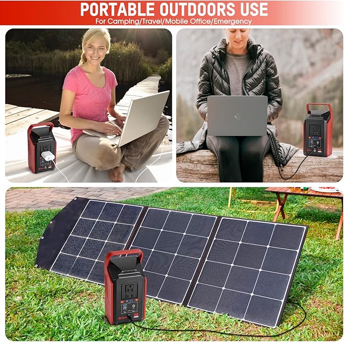 Takki 200W Portable Power Station, 148Wh Camping Solar Generator with Flashlight Peak 300W 110V AC Outlet DC USB Ports Battery Backup for Camping Gear CPAP Home Laptop Emergency