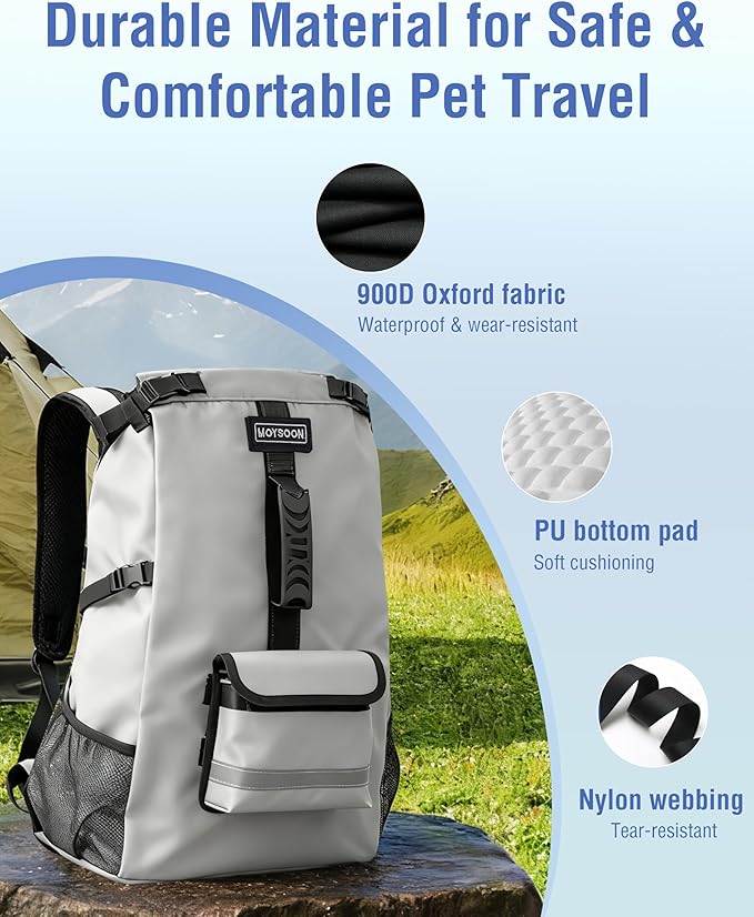 Dog Backpack for Small & Medium Dogs - Adjustable Pet Carrier for Travel & Hiking, Hands-Free Puppy Backpack with Storage Pockets, Breathable Mesh
