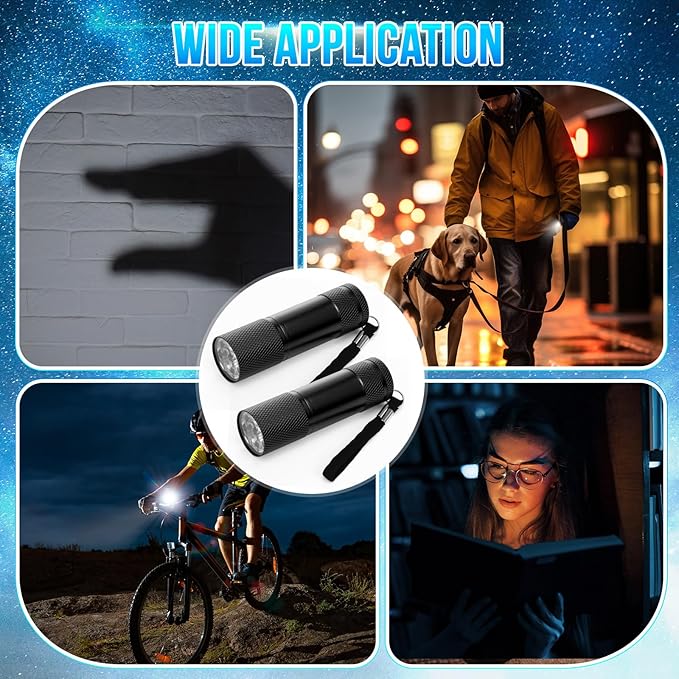 VIHOSE 100 Pcs Mini Flashlights Bulk, Bright Flashlights Set, Aluminum LED Handheld Torches for Party Favors Night Reading Camping Emergency Items Gifts Homeless, Batteries Not Included(Black)