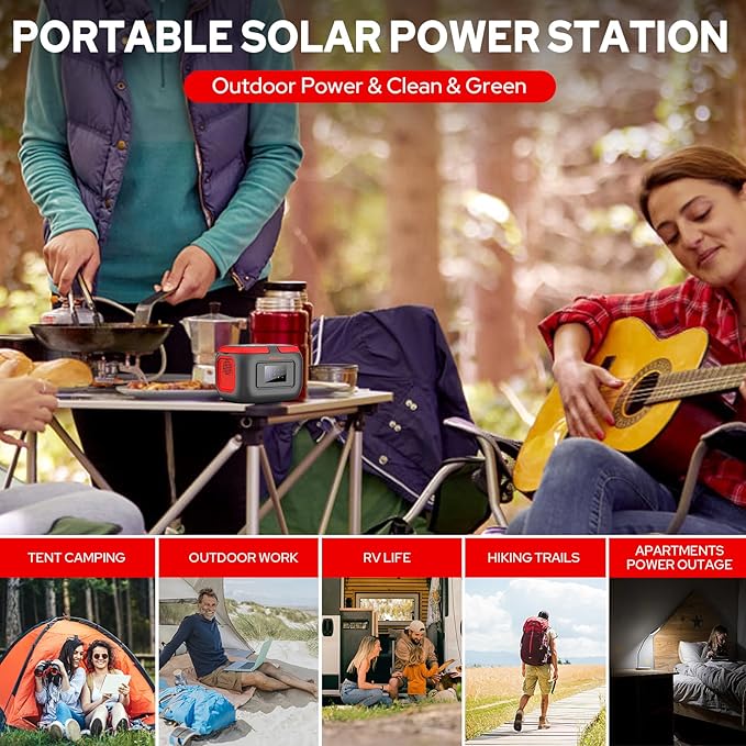 Portable Power Station 120W, 110V Outdoor Power Pack Generator with AC Outlet, External Lithium Battery Pack with USB C Input for Camping Home Use VanLife Adventures