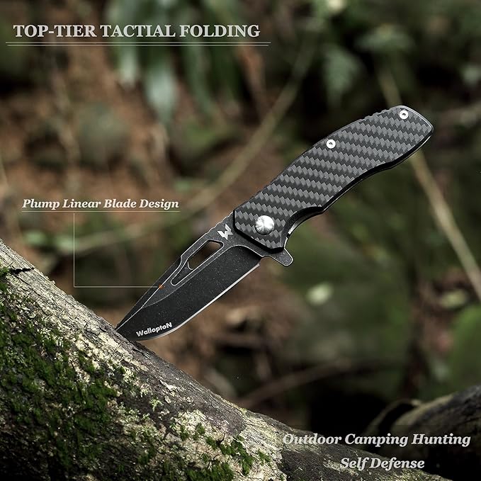 Folding Tactical Knife - Carbon Fiber Handle Liner Lock, S35VN Powder Steel Sharp Blade - 3.35'' Pocket Knife for Fishing Hiking Hunting Survival, Personalized Gifts. Eagleye Series