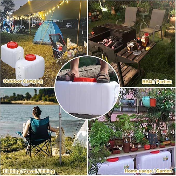 Portable Water Container with Cap Spigot, Food Grade HDPE Camping Water Storage Water Tank for Outdoors Hiking Picnic Vehicle Home Emergency(Size:50L,Color:White)