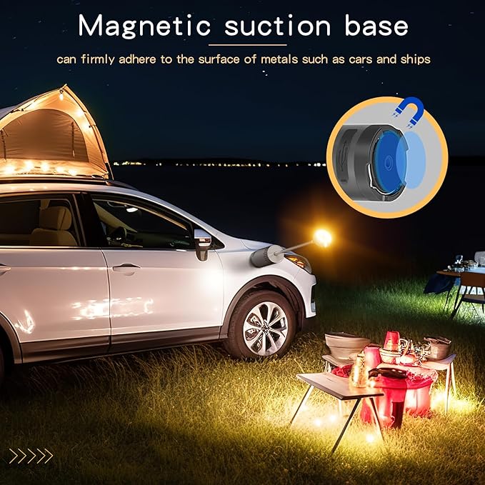 Camping Lights Rechargeable, Detachable Camping Lantern with Stand, Telescopic Waterproof Camp Lamp, Magnetic Work Hanging Light, LED Tent Flashlights for Emergency (Gray- Upgraded)