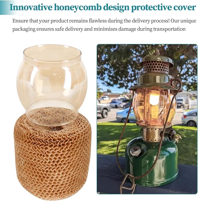 Lantern Glass Globe Replacement, Compatible with Coleman 200A/B &R690B051,Fits Kamplite, JC Higgins, Optimus, Ashflash Vintage Lanterns,Heat-Resistant Clear Bulged Glass for Camping & Emergency Lights