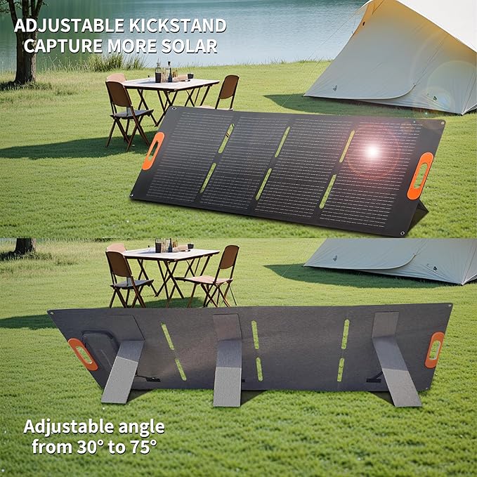 200W Solar Panel, High Efficiency Portable Solar Charger with Kickstand, MC4 Output,3-in-1 DC Connector, IP65 Waterproof for Portable Power Stations,Outdoor Camping, RV, Van, Emergency