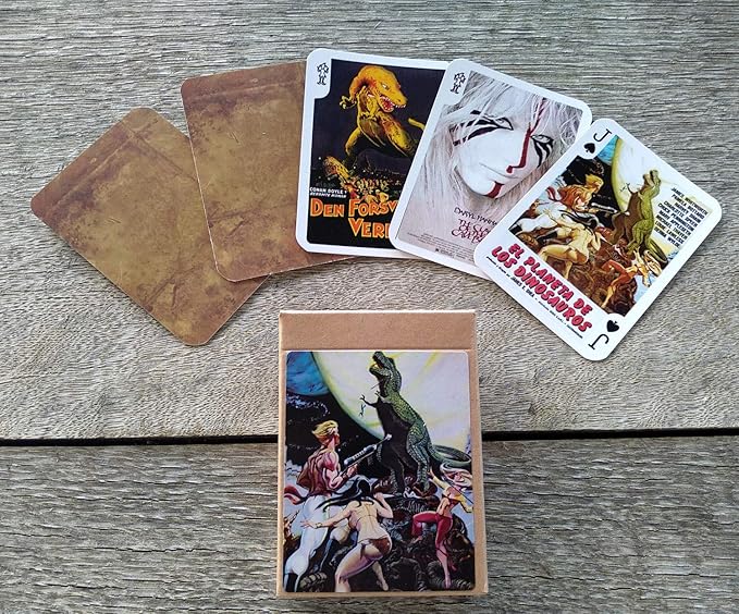 Prehistoric Playing Cards (Poker Deck 54 Cards All Different) Vintage Retro Dinosaur Prehistoric Movie Posters