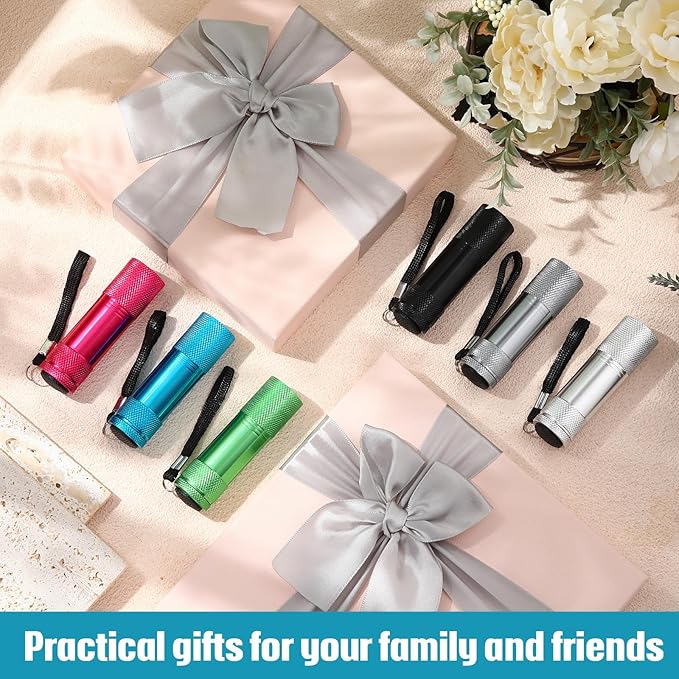 VIHOSE 48 Pcs Mini Flashlights Bulk, Bright Aluminum Handheld Flash Light with Lanyard, Small LED Flashlights for Kids Night Reading Emergency Hurricane Camping Hiking Party Favors(Cool Color)