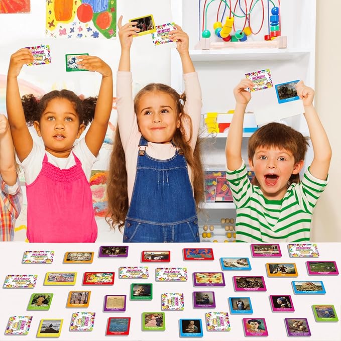 gisgfim 50 Pairs Memory Matching Game Famous Paintings Concentration Memory Card for Adults Learning Educational Game A Fun & Fast Artworks Theme Matching Games