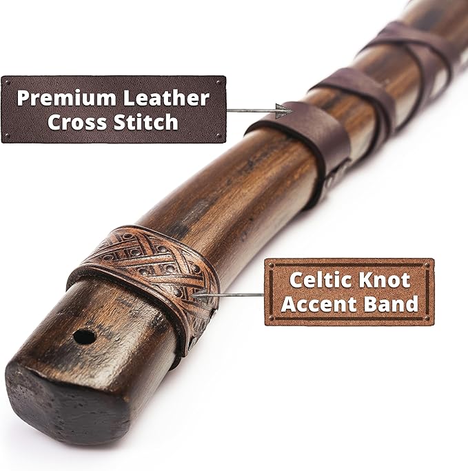 Norse Tradesman 14" Viking Throwing Axe - Fully Sharpened Norse Hand-Axe - Carbon Steel Axe Head with Premium Leather Cross-Stitch and Sharpening Stone