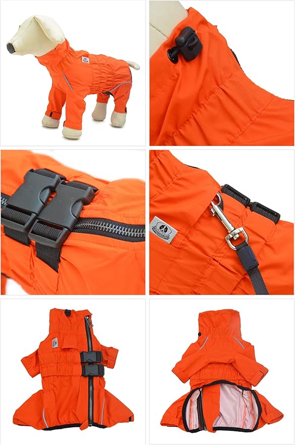 Dogs Waterproof Jacket, Lightweight Waterproof Jacket Reflective Safety Dog Raincoat Windproof Snow-Proof Dog Vest for Small Medium Large Dogs Orange 5XL