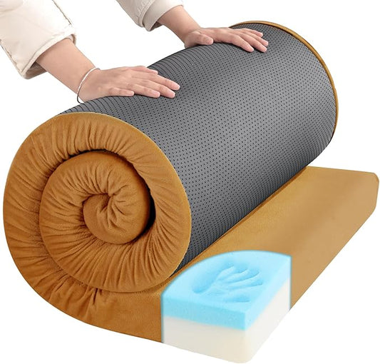 HOMBYS 3 INCH Thick Waterproof Memory Foam Camping Mattress for Outdoor Sleeping, Portable Roll Up Mattress Pad Mat for Travel Truck Bed Tent