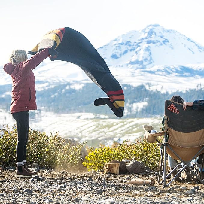 Arcturus Rainier Wool Blanket - Warm, Heavy, Washable, Bed Blanket | Great for Home & Camping (Sunset Peak, King)