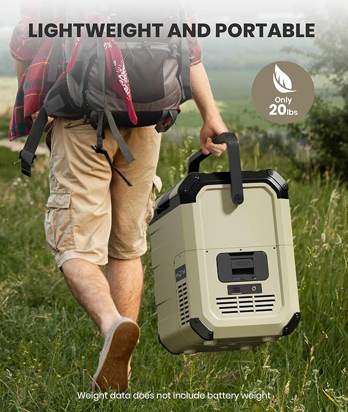 EENOUR D18 12 Volt Car Refrigerator, Portable Freezer with Detachable Battery 19Qt/18L, Battery & Solar Powered Cooler, -4~50℉, 12/24V DC, 110~240V AC, 12V Fridge for Camping, Road Trips, RV, Truck