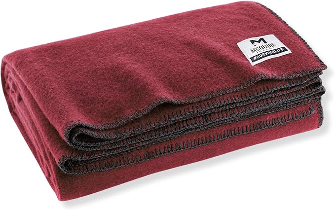 M MCGUIRE GEAR Heavy Duty Wool Blanket, Survival, Emergency, and First Aid Use – Mil-Spec, Fire Retardant, Durable Outdoor Wool Blankets for Camping. - Maroon, (64 x 90 inches)