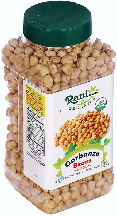 Rani Organic Garbanzo Beans (Kabuli Chana) 28oz (800g) PET Jar ~ All Natural | Vegan | Gluten Friendly | NON-GMO | Indian Origin | USDA Certified Organic