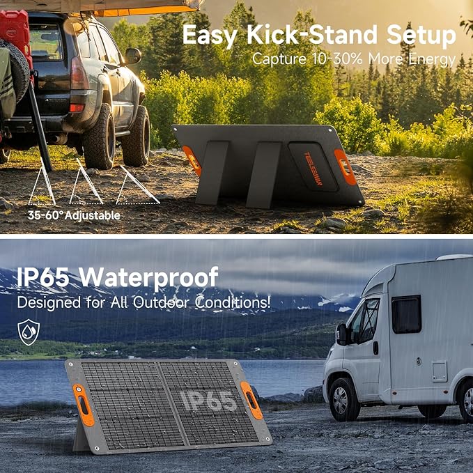 100W Portable Solar Panel for Power Station, 24% High Efficiency ETFE Foldable Solar Panel Charger, QC3.0, Type-C 60W, MC4 Output, IP65 Waterproof, for Outdoor Camping, RV, Emergency Power Supply