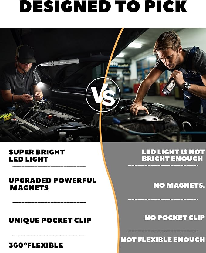 Magnetic Pickup Tool Gifts for Men, Stocking Stuffers for Men Adults, Telescoping Magnet Flashlight Christmas Birthday Gift for Dad, Mens, Him, Husband, Grandpa, Handyman