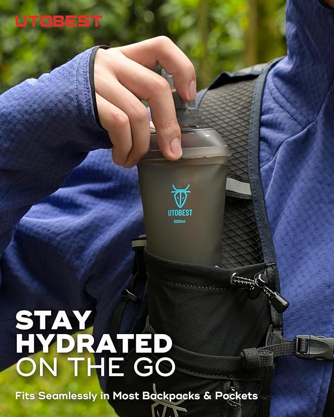Soft Flask, 1 Pack Flexible TPU Hydration Water Bottle, Collapsible for Running, Hiking, Cycling, Climbing, and Marathon