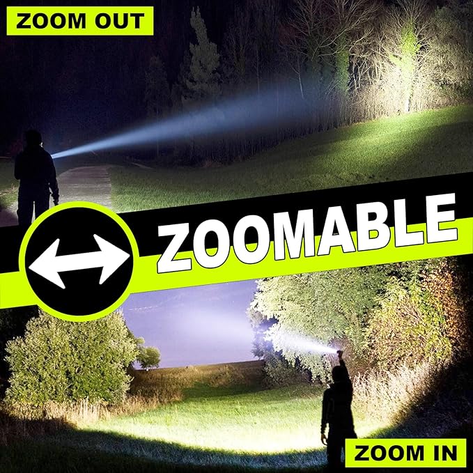 3 in 1 Rechargeable Flashlight True 5000 Lumens Outdoor Strong Cob Light, 5000mAh Zoomable Beam LED Flash Light with Magnet Power Failure Emergency Survival Kits Snowstorm (6 in 1)